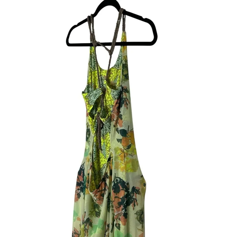 Maaji‎ Maxi Dress Women Medium Open Back Beach Bird Tropical Lightweight Stretch - Picture 8 of 10